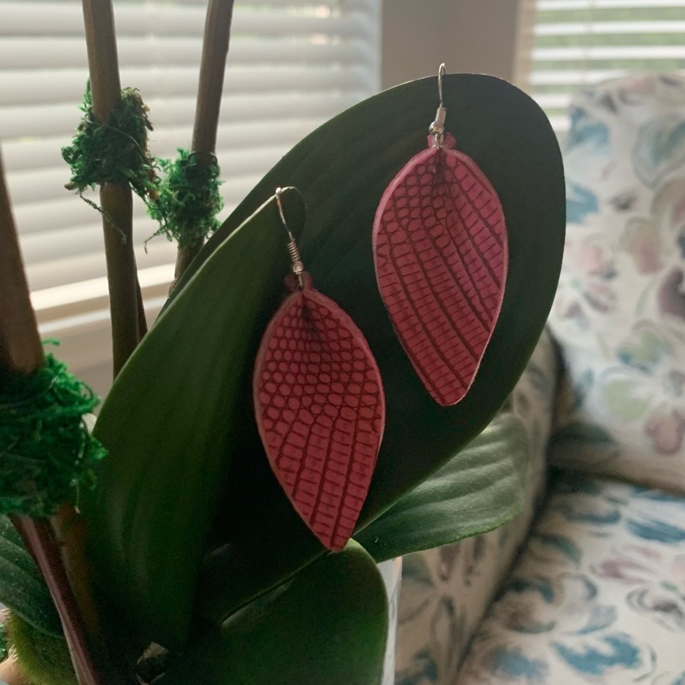 Handmade Faux Snakeskin Teardrop Earrings